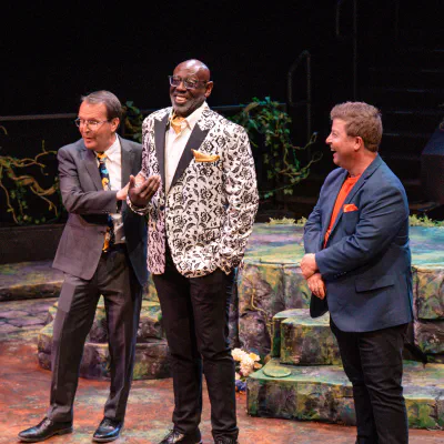 Michael Bahr (left), Derek Charles Livingston, and Donn Jersey, at the Make A Scene Gala 2023. Photo by Karl Hugh.