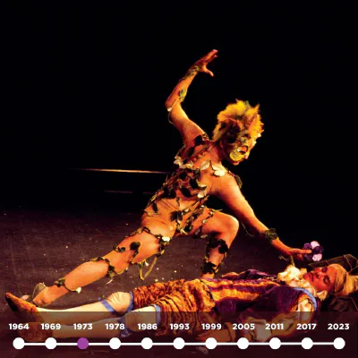 Robert St. John (left) and Peter Aylward as Lysander in 1973's A Midsummer Night's Dream.